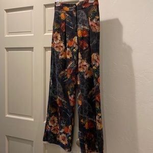 Anthropologie Floral High Waisted Trousers